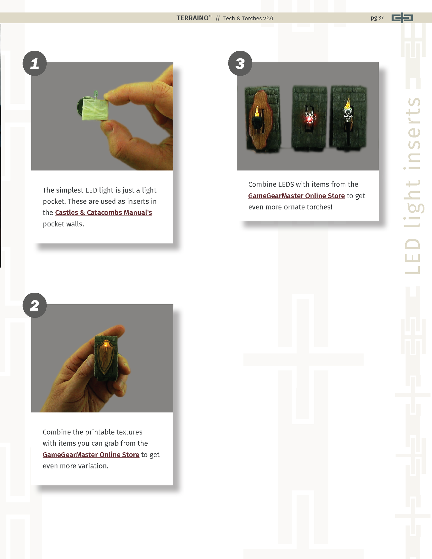 TERRAINO Tech & Torches Instructions, Tools, Templates & Printable Textures