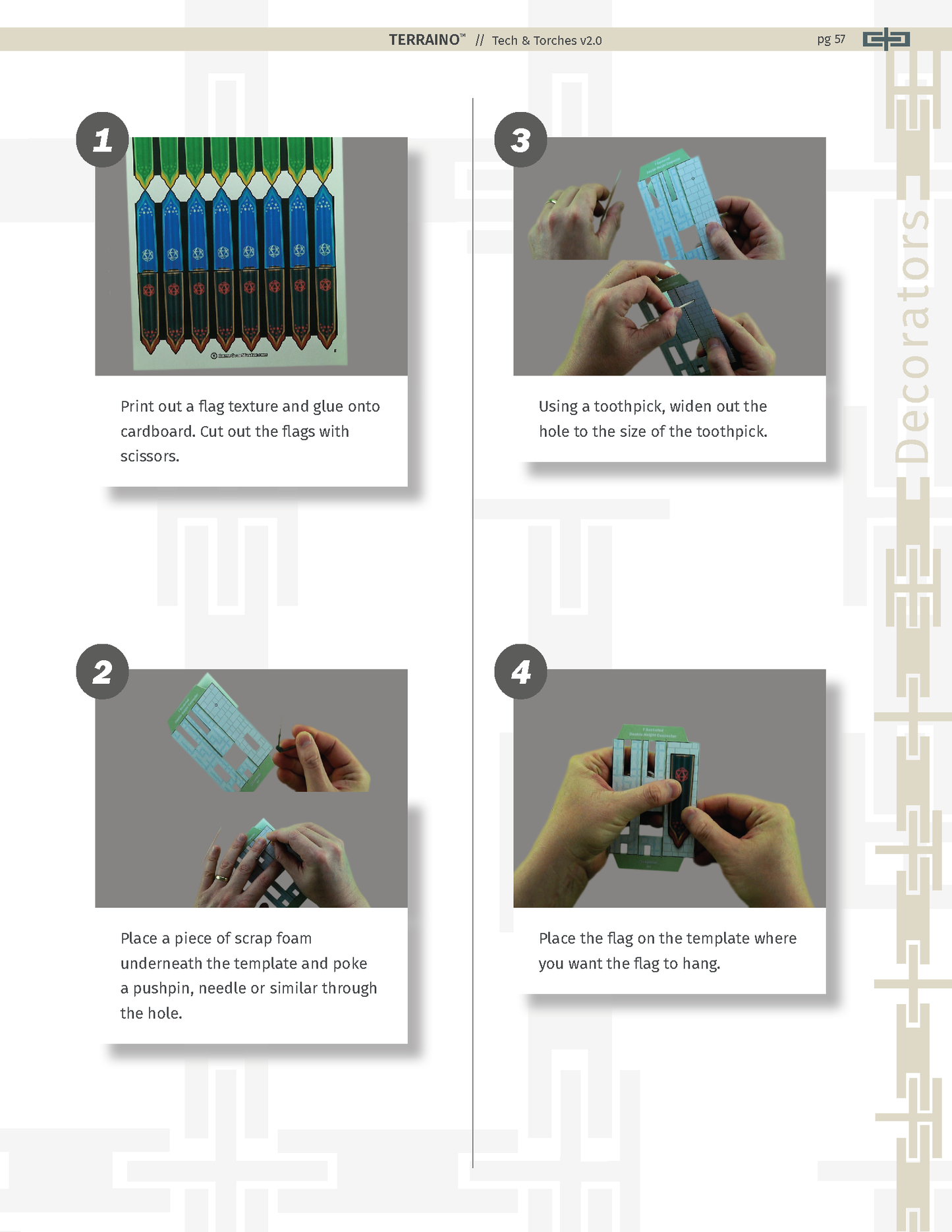 TERRAINO Tech & Torches Instructions, Tools, Templates & Printable Textures
