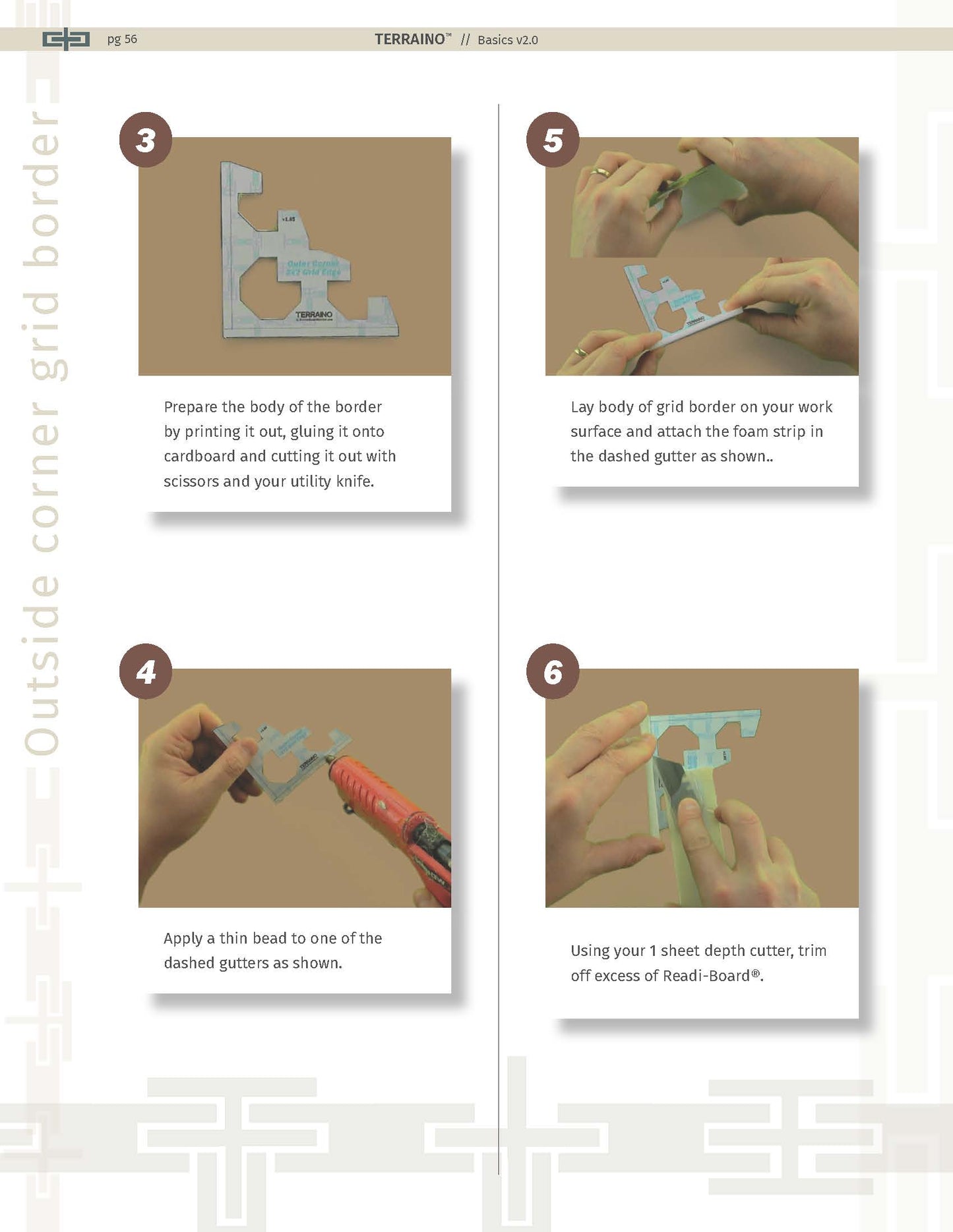 Step by Step instructions take you through making all the Modular Floor tile pieces.