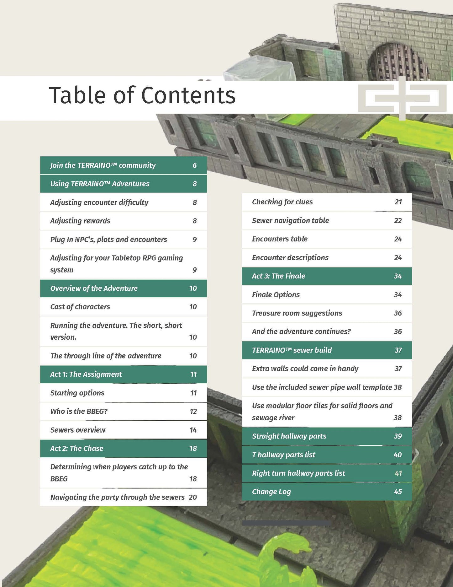 TERRAINO Adventure: The Fugitive comes with tabletop terrain build instructions and a complete tabletop rpg D&D adventure