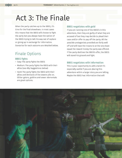 The Fugitive: A 5e/PF2 Adventure with new TERRAINO Templates & Printable Textures