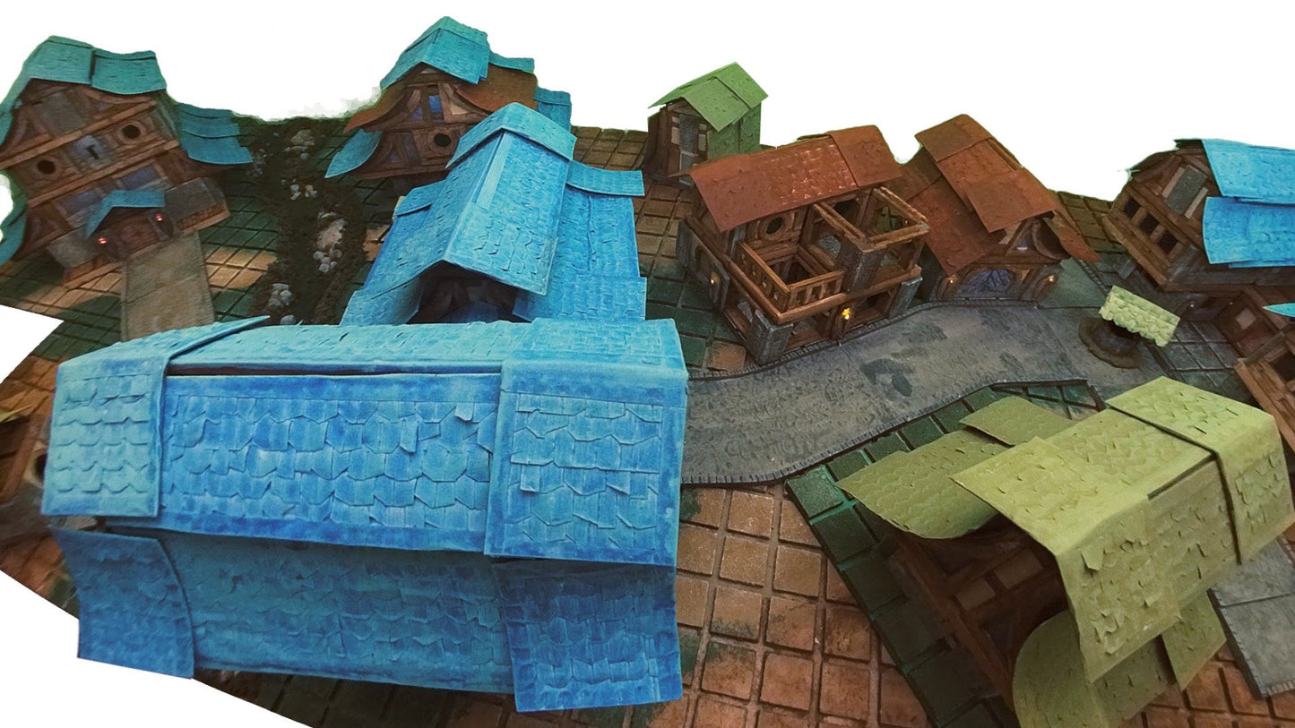 Build entire towns at your gaming table using TERRAINO tabletop terrain